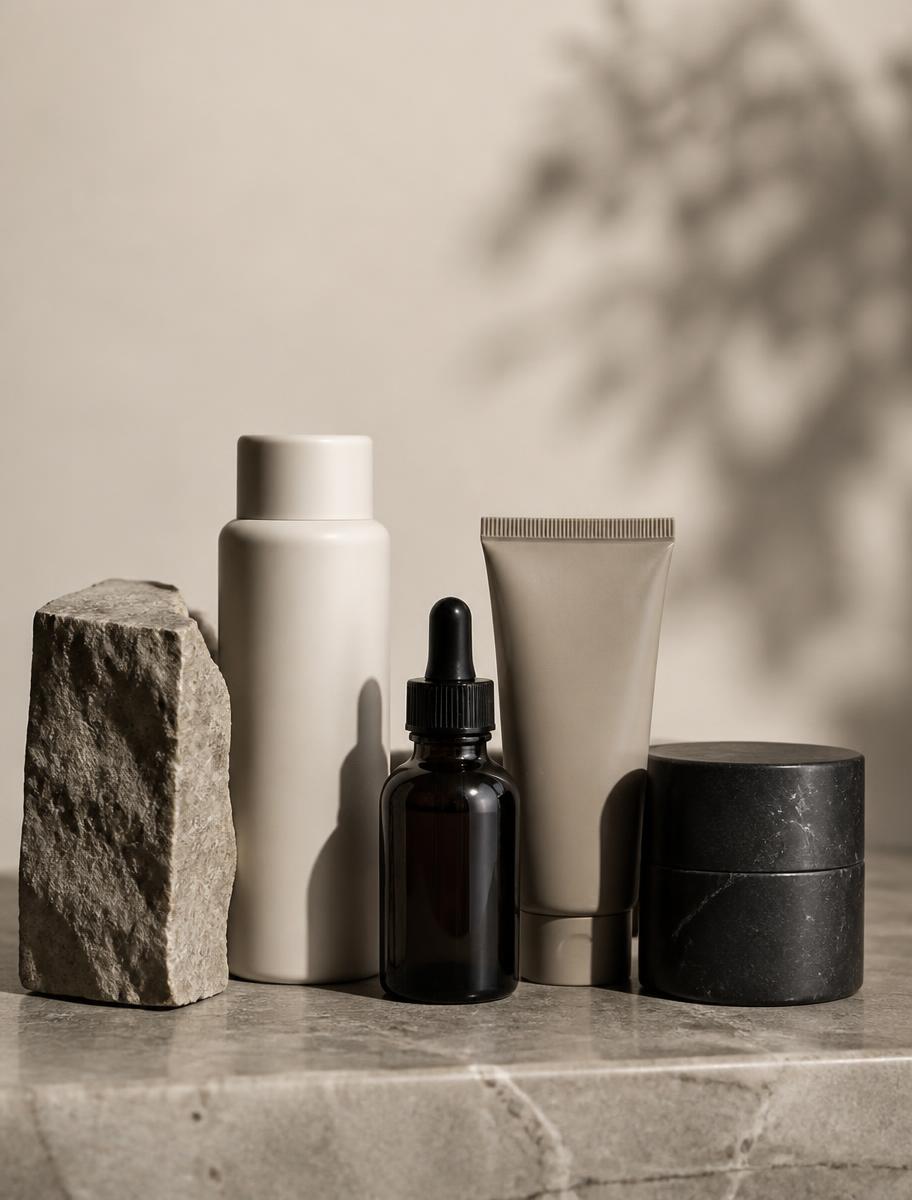 Brand still life photography on a stone surface